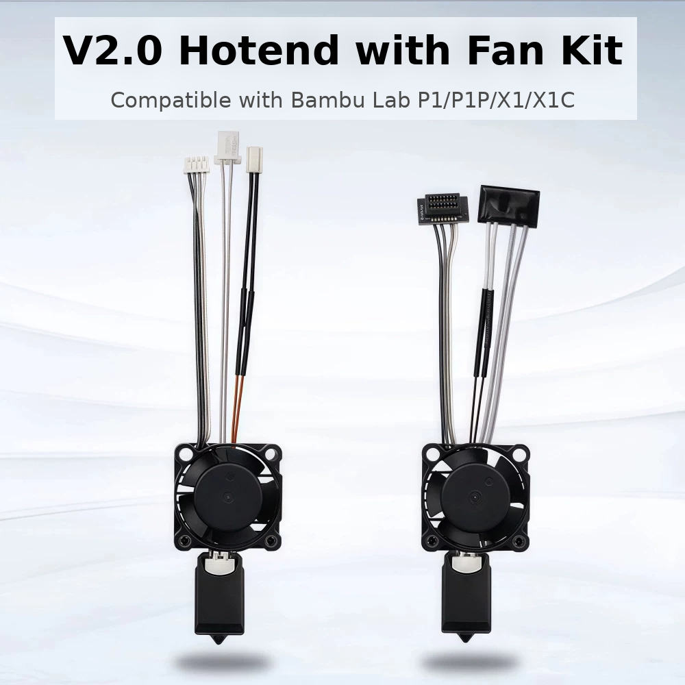 Bambu Lab TZ 2.0 P1S/P1P/X1C Extruder Hotend with Hardened Steel Nozzle Cooling Fan Kit Accessories