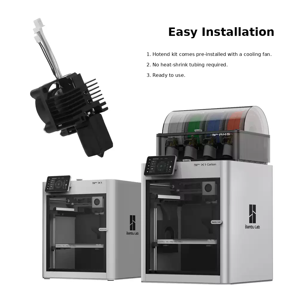 Bambu Lab TZ 2.0 P1S/P1P/X1C Extruder Hotend with Hardened Steel Nozzle Cooling Fan Kit Accessories