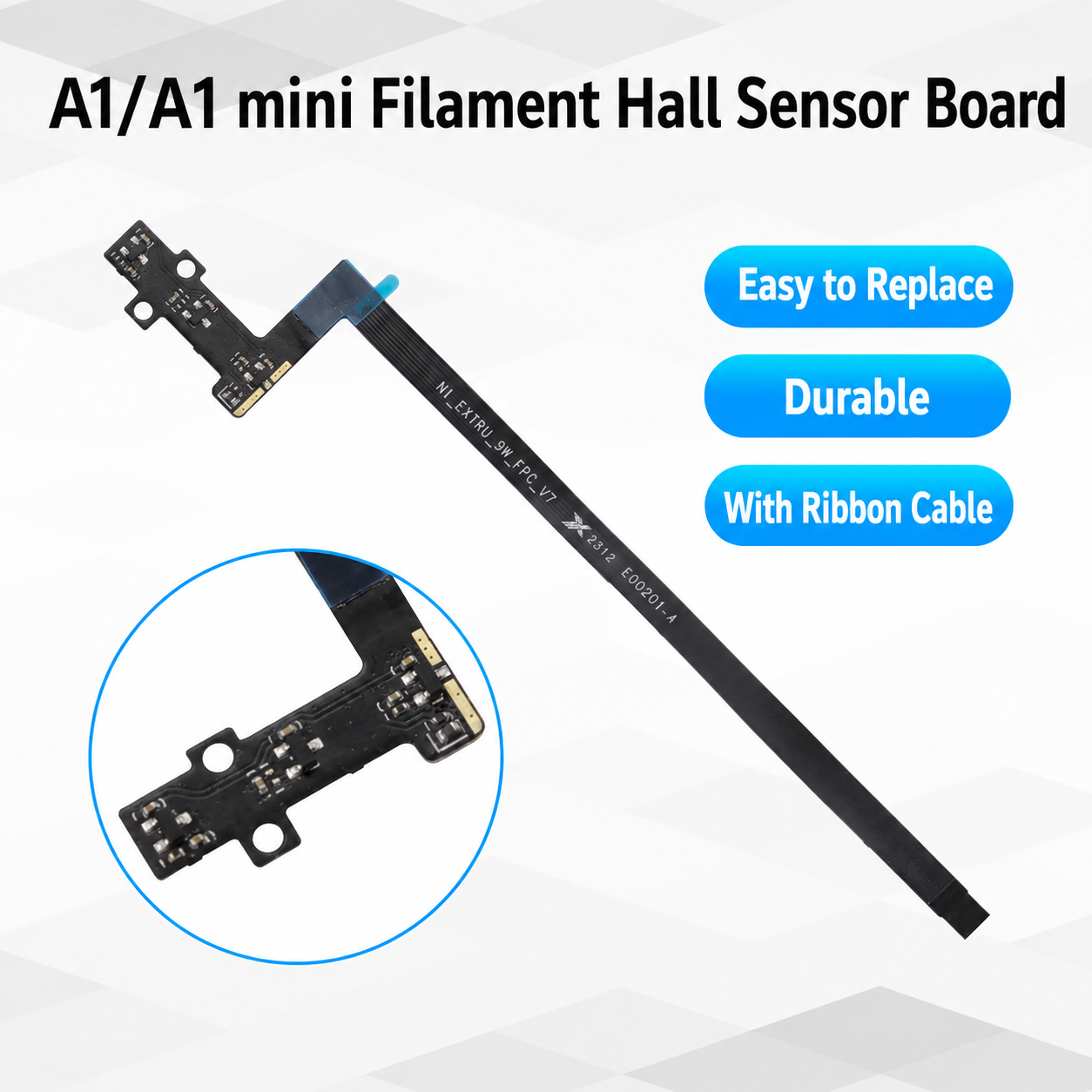 Bambu Lab X1/P1/A1 Extruder PCB Board with Ribbon Cable Hall Switch Board Assembly Sensor 3D Printer Accessory