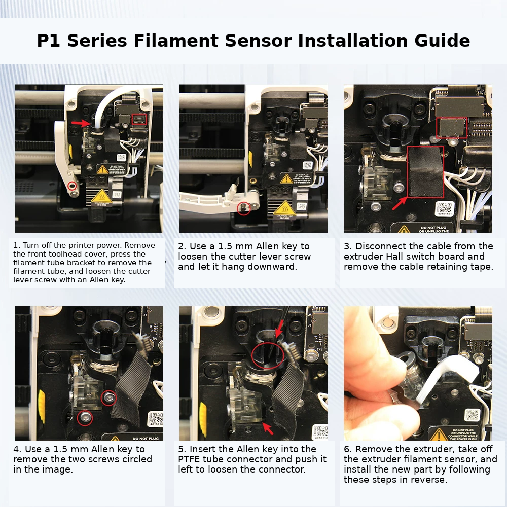 Bambu Lab X1/P1/A1 Extruder PCB Board with Ribbon Cable Hall Switch Board Assembly Sensor 3D Printer Accessory