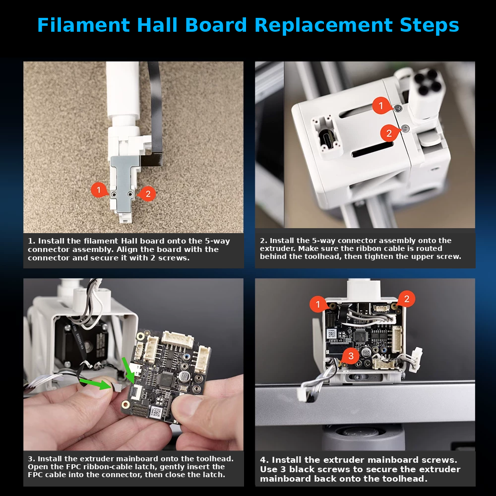Bambu Lab X1/P1/A1 Extruder PCB Board with Ribbon Cable Hall Switch Board Assembly Sensor 3D Printer Accessory